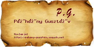 Páhány Gusztáv névjegykártya